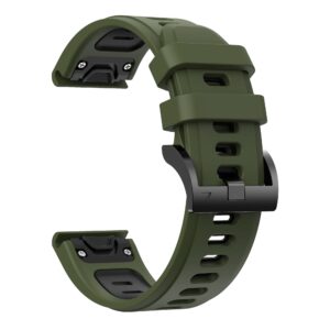 correa silicona garmin verde oliva con negro forerunner 945 fenix 6 fenix 7