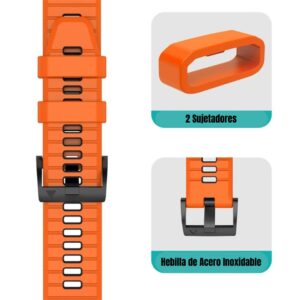 correa de silicona para reloj fenix 5 fenix 6 fenix 7 color naranja con negro