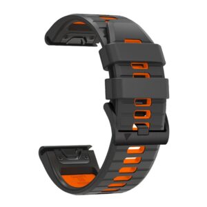 correa de silicona color negro grafito con naranaja compatible con reloj garmin fenix 6 fenix 7 forerunner 945