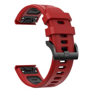 correa silicona para reloj garmin fenix 7 fenix 6 forerunner 945 color rojo con negro de 22mm