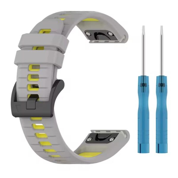 correa de silicona para garmin series fenix enduro tactix color gris con amarillo