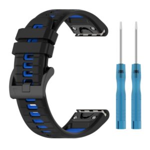 correa silicona reloj garmin fenix 5x 6x 7x negro con azul