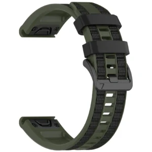 Correa Silicona para Garmin Fenix 8 51mm / Fenix 7x / 6x / Enduro / Tactix / D2 - Verde Oscuro Negro